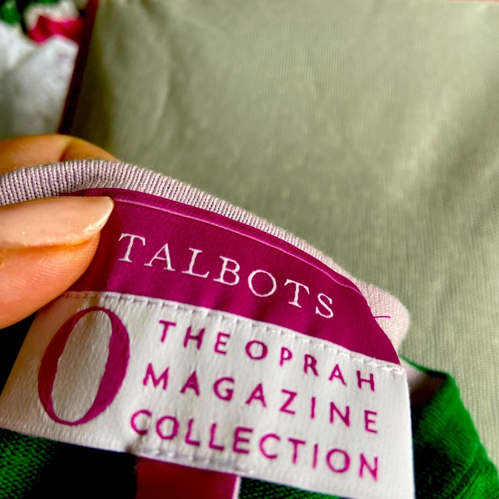 Talbots Oprah collection Green Polka dot cardigan